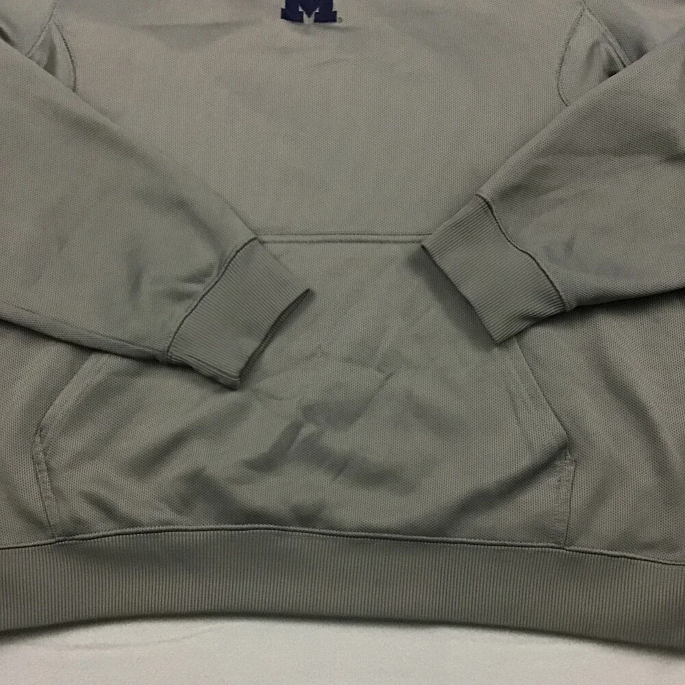 Michigan Wolverines Hoodie Men Large Gray Adidas Sweatshirt Pullover L *